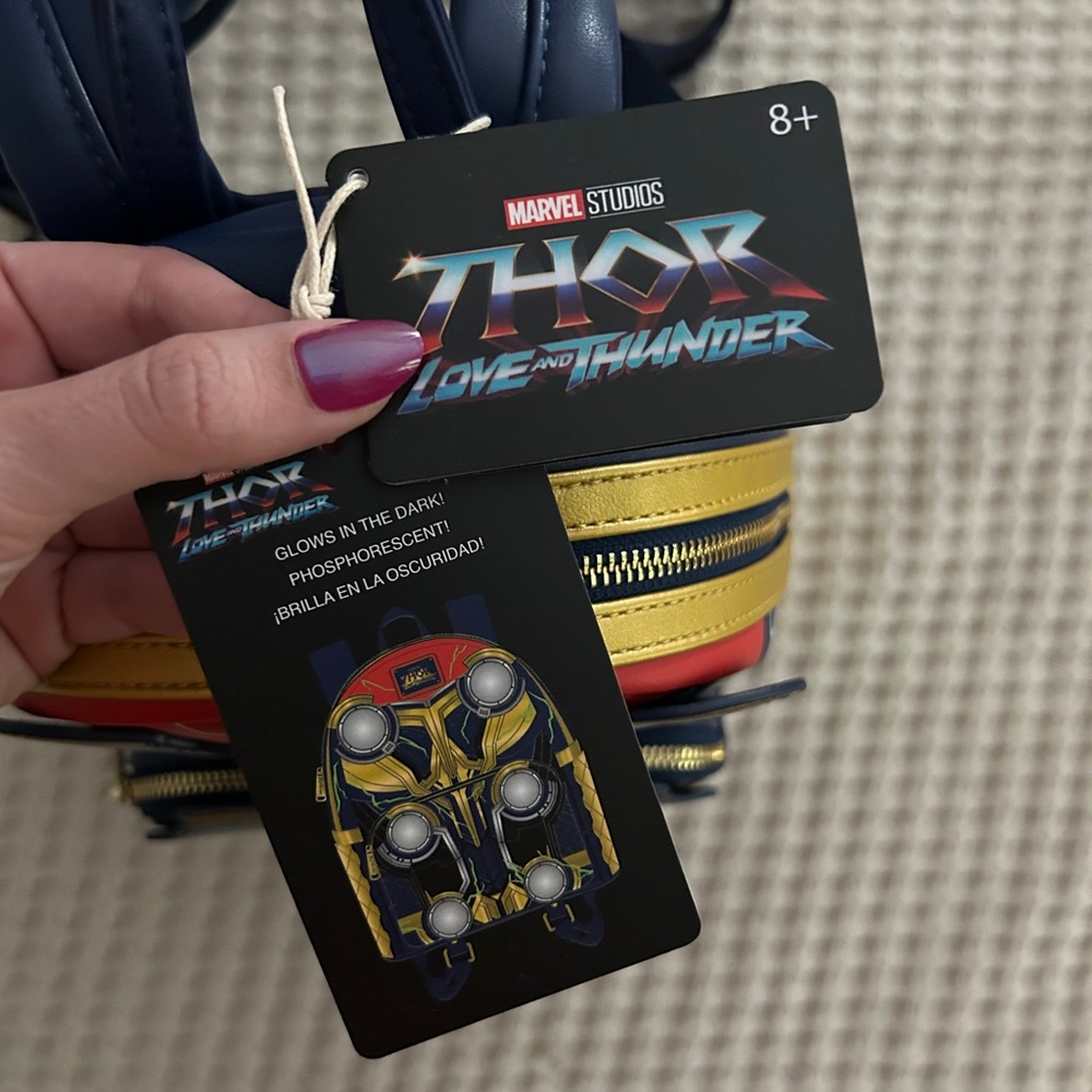 Disney Loungefly Marvel Thor Love and Thunder Glow in the Dark Mini Backpack NWT - Picture 7 of 8